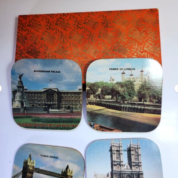 London England Coasters Set of Six with Patterned Box Buckingham Palace London B - Picture 2 of 6